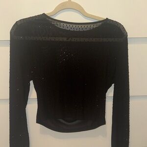 Windsor Black Sparkle Sheer Top